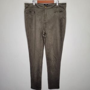 Green Velvety Leggings Pants, Size 1X